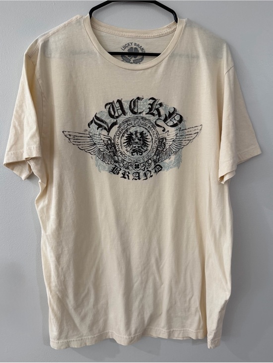Lucky Brand Other - Lucky Brand Cream Relaxed Fit Crew Neck Men's Large Short Sleeve Cotton T-Shirt